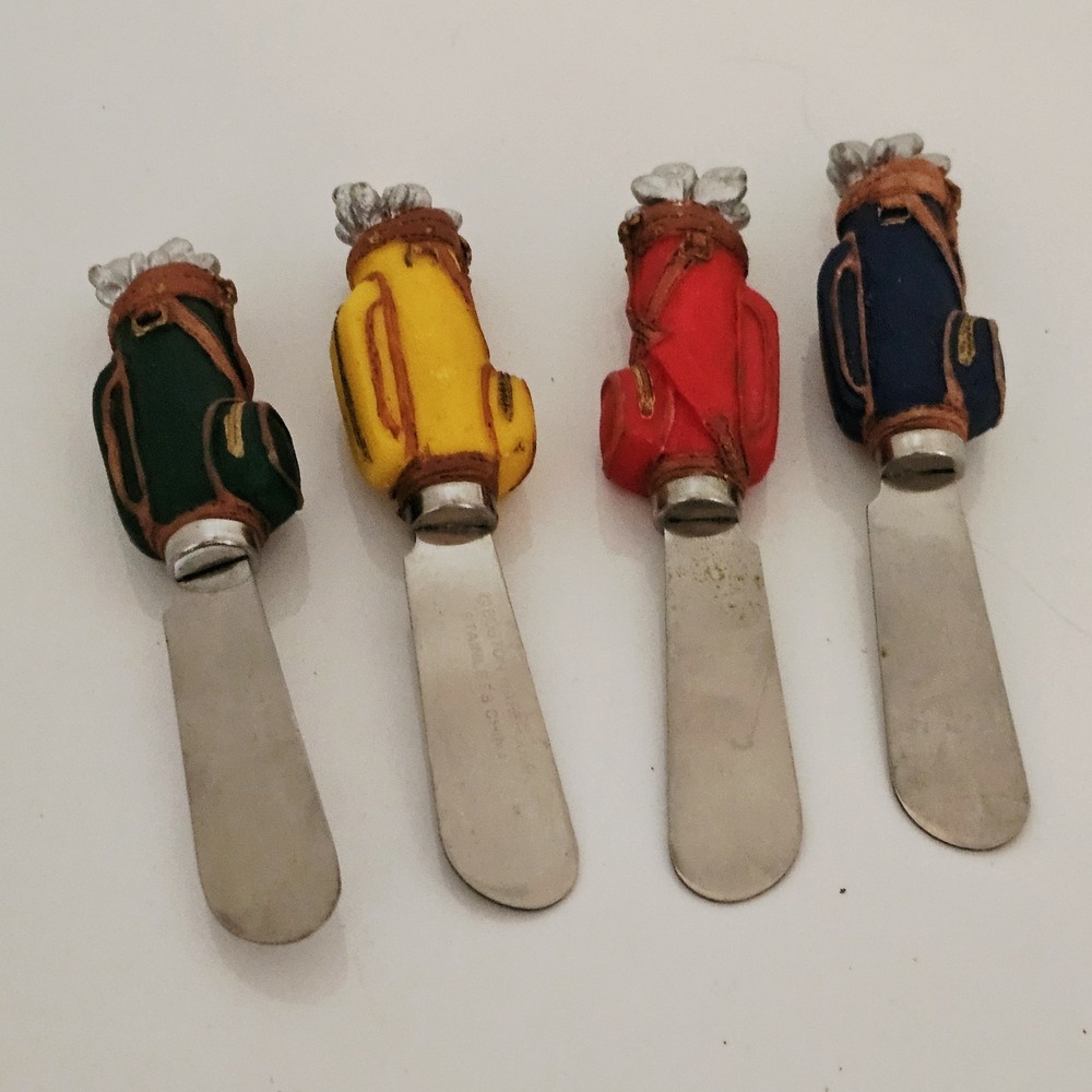 Golf Themed Cheese‎ Spreaders Golf Bag Handle  Knives Boston Warehouse